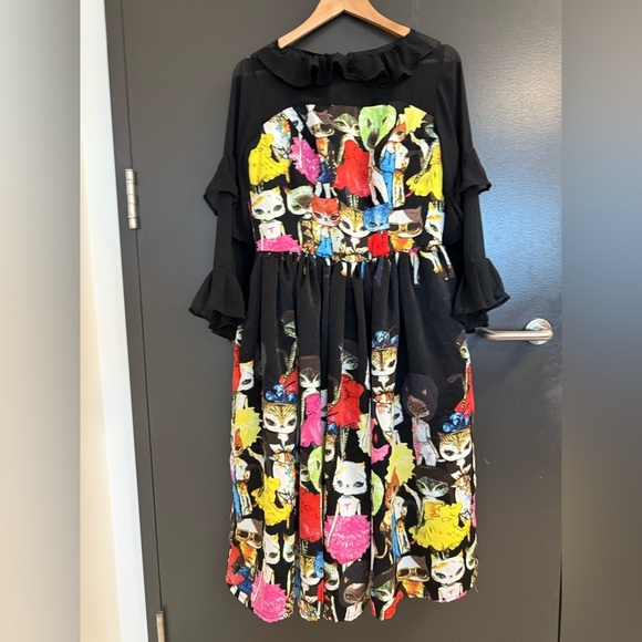 Crazy cat alien sheer ruffled XL (see measurements) Printed Women's Dress EUC - Picture 16 of 16